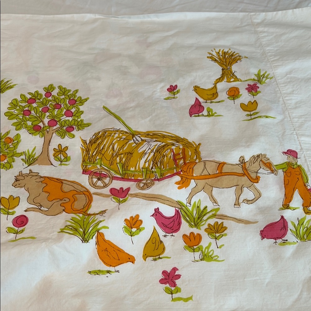 Vintage Springmaid Pillow Case Sham Pillowcase Farm Farmland